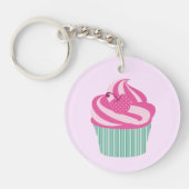 Cute Pink Cupcake Pastel Pink Sleutelhanger (Voorkant)