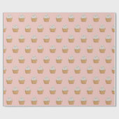 Cute Pink Cupcake Patroon Cadeaupapier (Vlak)