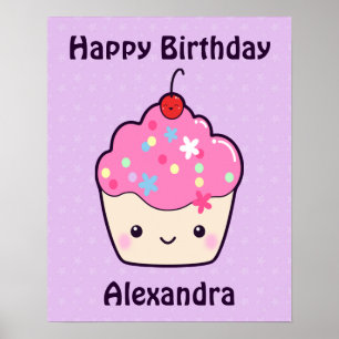 Cute Pink Cupcake Poster
