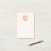 Cute Pink Cupcake Unicorn met Roos Post-it® Notes (Op bureau)