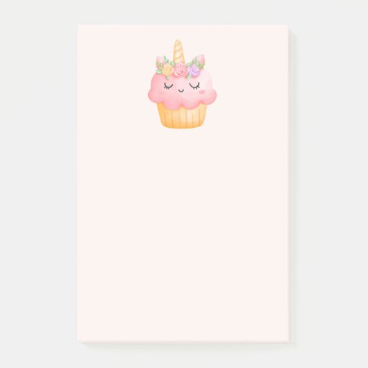 Cute Pink Cupcake Unicorn met Roos Post-it® Notes (Voorkant)