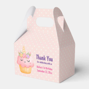 Cute Pink Cupcake Unicorn met Rozen Birthday Bedankdoosjes