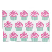 Cute Pink Cupcakes Pattern Pastel Pink and White Kussensloop (Voorkant-Links)