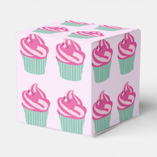 Cute Pink Cupcakes Pattern Pastel Pink Bedankdoosjes (Achterkant)
