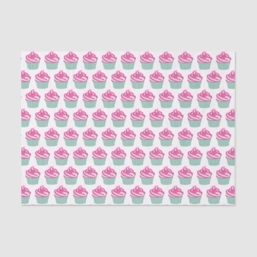 Cute Pink Cupcakes Pattern Pastel Pink Tissuepapier (Voorkant)
