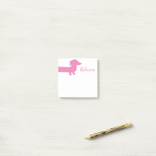 Cute Pink Dachshund Custom Sjabloon Post-it® Notes (Op bureau)