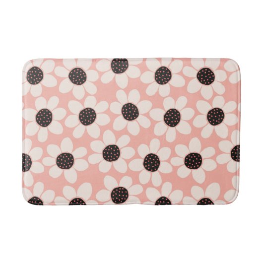 Cute Pink Daisy Flower Pattern Badmat (Voorkant)