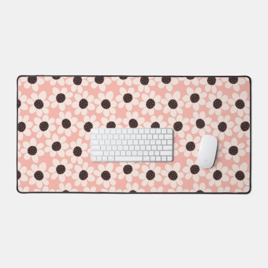 Cute Pink Daisy Flower Pattern Bureaumat (Keyboard & Muis)