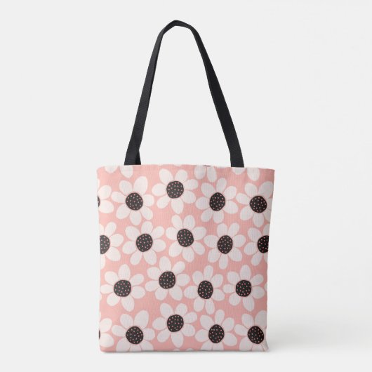 Cute Pink Daisy Flower Pattern Draagtas (Achterkant)