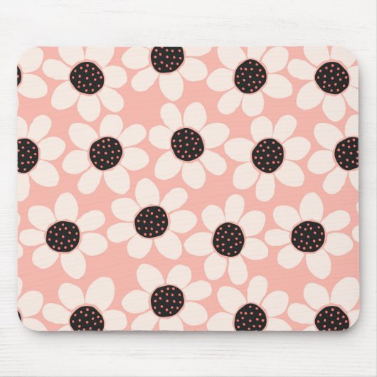 Cute Pink Daisy Flower Pattern Muismat (Voorkant)