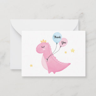 Cute Pink Dinosaur Hartelijk dank Notitiekaartje