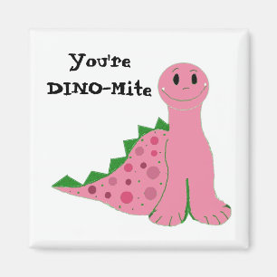 Cute Pink Dinosaur Magneet