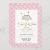 Cute Pink Dinosaur Virtual Baby shower Kaart (Voorkant / Achterkant)