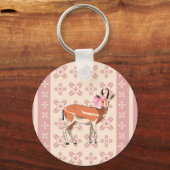 Cute  Pink Doe-patterned Christmas  Sleutelhanger (Voorkant)
