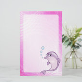 Cute Pink Dolphin Cartoon Briefpapier (Staand voorkant)