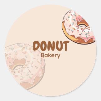Cute Pink Donut Bakery Ronde Sticker
