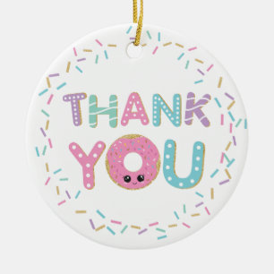 Cute Pink Donut Doughnuts Sprinkles Dank je Keramisch Ornament