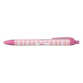 Cute Pink Donut Sprinkles Custom Name Girly Zwarte Inkt Pen (Bovenkant)