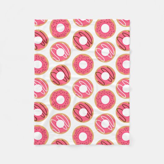 Cute Pink Donuts Pattern Fleece Deken (Voorkant)