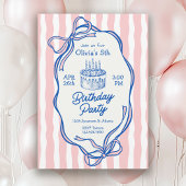 Cute Pink Doodle Frame and Bows 5th Birthday Kaart