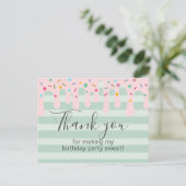 Cute Pink Drip Sprinkle Birthday Bedankt Briefkaart (Staand voorkant)