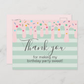 Cute Pink Drip Sprinkle Birthday Bedankt Briefkaart (Voorkant / Achterkant)