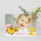 Cute Pink Duckies Canards Enfant Fille Invitation (Debout devant)