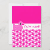 Cute Pink Ducky avec Pois Invitation d'anniversair (Dos)