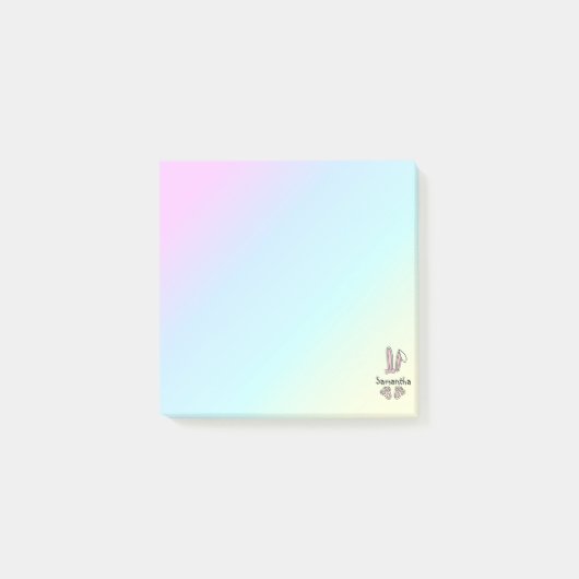 Cute Pink Easter Bunny Monogram Post-it® Notes (Voorkant)