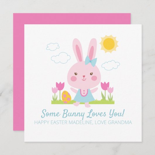 Cute Pink Easter Bunny Rabbit (Voorkant / Achterkant)