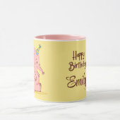 Cute Pink Elephant Birthday Mug – Custom Name Gift (Centre)