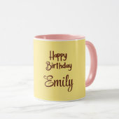 Cute Pink Elephant Birthday Mug – Custom Name Gift (Devant droit)