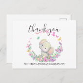 Cute Pink Elephant Butterflies Hartelijk dank Briefkaart (Voorkant / Achterkant)