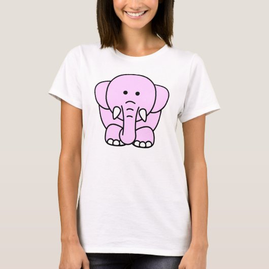 Cute Pink Elephant Front-Back T-Shirt (Voorkant)