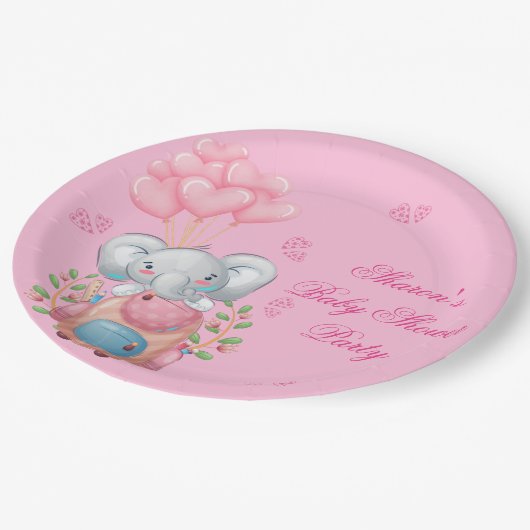 Cute Pink Elephant Papieren Bordje (Gekanteld)