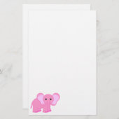 Cute Pink Elephant Stationery Briefpapier (Voorkant / Achterkant)