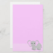 Cute Pink Elephant Stationery Briefpapier (Voorkant / Achterkant)