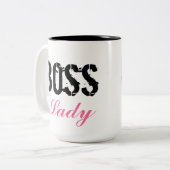 Cute Pink en Black Boss Lady Coffee-Mok Tweekleurige Koffiemok (Voorkant links)