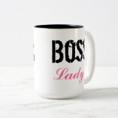 Cute Pink en Black Boss Lady Coffee-Mok Tweekleurige Koffiemok (Voorkant rechts)