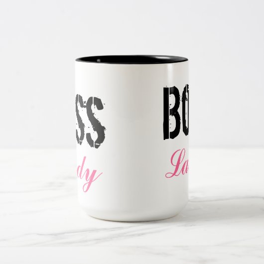 Cute Pink en Black Boss Lady Coffee-Mok Tweekleurige Koffiemok (Center)