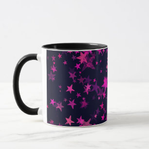 Cute Pink en Black Cosmic Star Pattern Mok