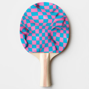 Cute Pink en Blue Abstract Checkerboard Pattern Tafeltennisbatje