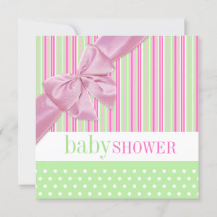 Cute Pink en Green Baby shower-uitnodiging Kaart