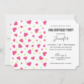 Cute Pink en Green Hearts Pattern Birthday Kaart (Voorkant)