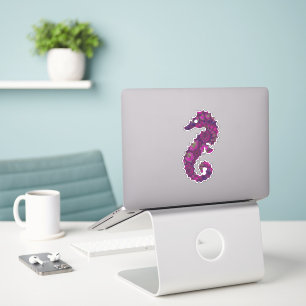 Cute Pink en Paarse Fractal Seahorse Sticker