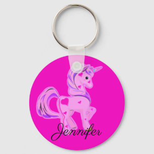 Cute Pink en Paarse Hearts Unicorn Sleutelhanger