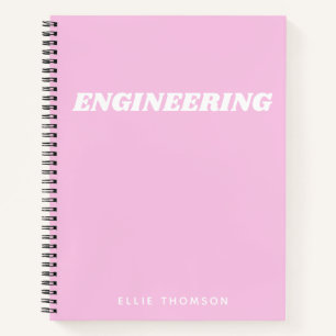 Cute Pink Engineering Grafiek Monogram Naam Notitieboek