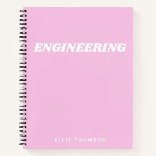 Cute Pink Engineering Grafiek Monogram Naam Notitieboek (Voorkant)