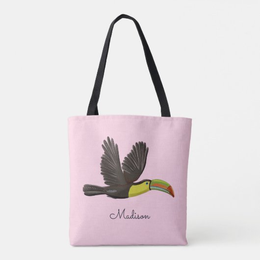 Cute Pink Exotic Tropical Toucan Bird Custom Tas (Achterkant)