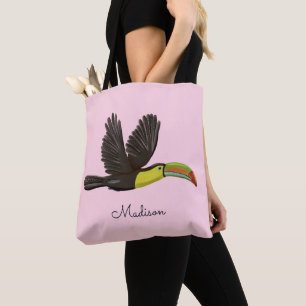 Cute Pink Exotic Tropical Toucan Bird Custom Tas